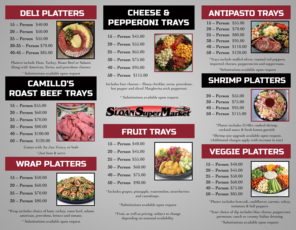 Sloan Super Market Speciality Platters Trays Buffalo New York!